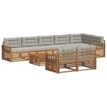 vidaXL Ensemble de canapés d'extérieur 9 Pièces Gris Naturel et Clair
