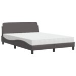 vidaXL Lit avec matelas gris 140x200 cm similicuir