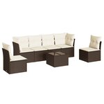 vidaXL Salon de jardin avec coussins 7 Pièces marron résine tressée