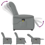 vidaXL Fauteuil de massage inclinable Gris clair Tissu