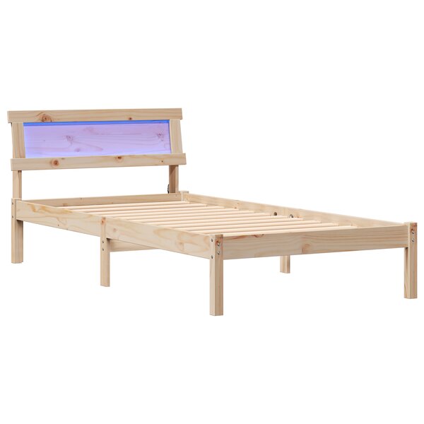 vidaXL Cadre de lit avec tête de lit et LED 80x200 cm en pin massif