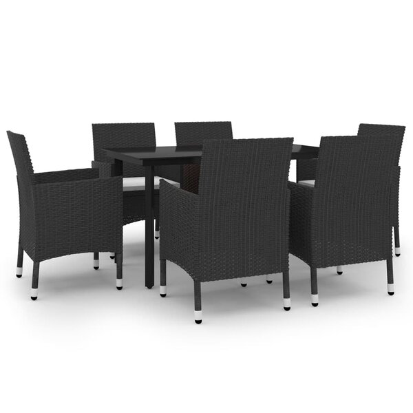 vidaXL Ensemble à manger de jardin coussins 7 Pièces Résine tressée Verre