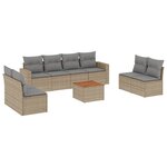 vidaXL Salon de jardin avec coussins 9Pièces mélange beige résine tressée