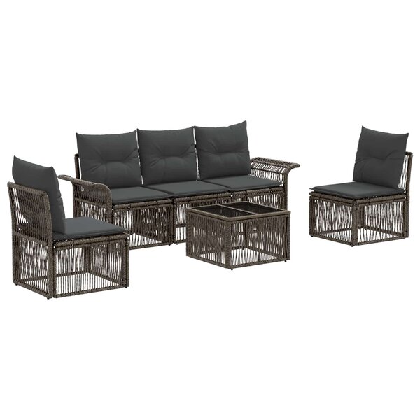 vidaXL Ensemble de canapé de jardin 6 Pièces Gris polyrotin