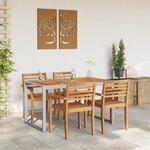 Table de salle à manger extérieure vidaXL Grise 140x80x75 cm Acier et Bois Massif d'Acacia