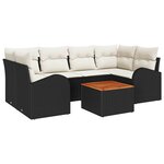 vidaXL Ensemble de canapé de jardin 7 Pièces Noir Poly rotin