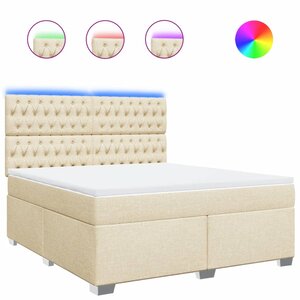 vidaXL Sommier à lattes de lit avec matelas Crème 180x200 cm Tissu