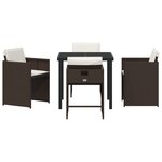 vidaXL Ensemble de salle à manger de jardin 5 pièces avec coussins en poly rotin brun