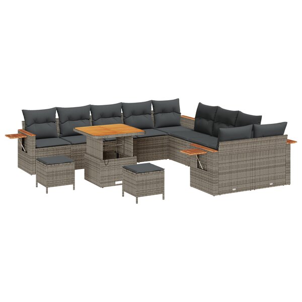 vidaXL Ensemble de canapé de jardin 13 Pièces Gris Poly rotin