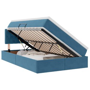 vidaXL Lit de Rangement avec matelas Bleu foncé 120 x 200 cm Velours