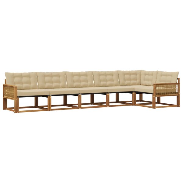 vidaXL Ensemble de canapés d'extérieur 6 Pièces Naturel et Beige