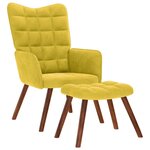 vidaXL Chaise de relaxation avec tabouret jaune velours