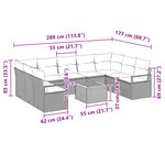 Ensemble de Canapés de Jardin vidaXL 10 Pièces avec Coussins Noir Poly Rotin Acacia