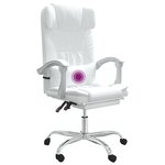 Fauteuil de massage inclinable de bureau informatique étude similicuir blanc 02_0025397