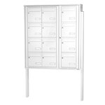 Bloc collectif Leabox  3x4  grade 3  simple face  extérieur  fixation sur pieds à sceller  blanc neige  ral 9016 finition brillante