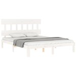 vidaXL Cadre de lit avec tête de lit blanc King Size bois massif