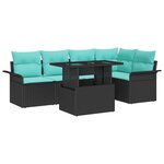 vidaXL Ensemble de canapé de jardin avec coussin 6 Pièces Noir Poly rotin