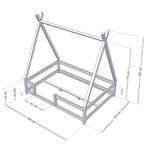 Lit Tipi enfant avec barrière bois massif naturel vernis 120 x 190 cm