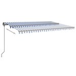 vidaXL Auvent automatique capteur de vent/LED 6x3 m Bleu et blanc