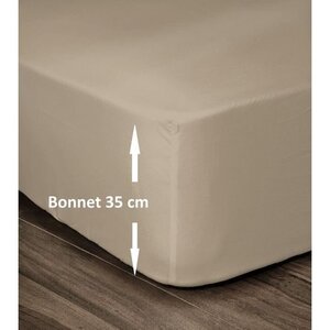 Drap Housse 100 Coton 140 x 190 cm - Bonnet 35 cm - Beige