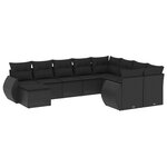 vidaXL Salon de jardin 10 Pièces avec coussins noir résine tressée