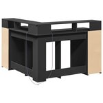 Bureau table poste de travail meuble d'ordinateur informatique étude avec lumières LED 130 x 130 x 91 cm bois d'ingénierie noir 02_0023428