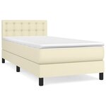 vidaXL Sommier à lattes de lit avec matelas Crème 90x200 cm Similicuir
