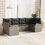Ensemble de 6 Pièces de Canapé de Jardin avec Coussins Gris Rattan Poly