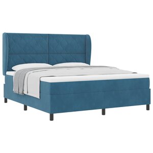 vidaXL Lit à ressorts avec matelas Bleu foncé 200 x 180 cm Velours