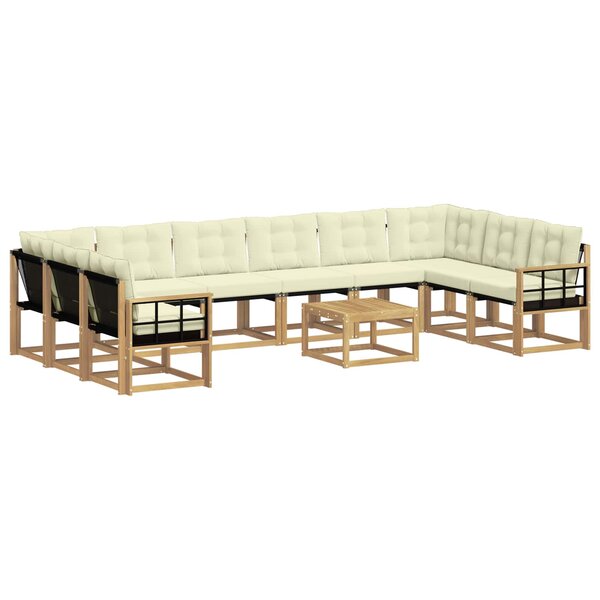 vidaXL Ensemble de canapés d'extérieur 11 pc Blanc et crème