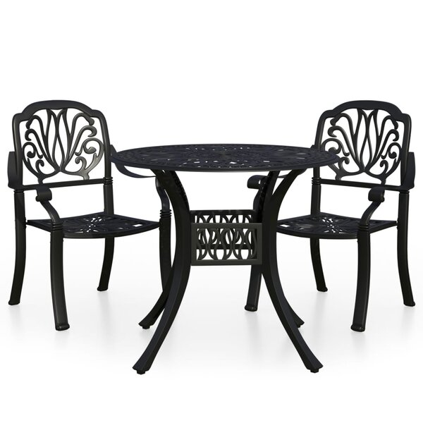 vidaXL Ensemble de bistro 3 Pièces Aluminium coulé Noir