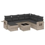 vidaXL Salon de jardin 8 Pièces avec coussins gris clair résine tressée