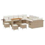 vidaXL Ensemble de canapé de jardin 14 Pièces Beige Poly rotin