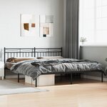 vidaXL Cadre de lit métal avec tête de lit noir 193x203 cm
