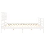 vidaXL Cadre de lit avec tête de lit blanc Super King Size bois massif