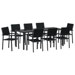 vidaXL Ensemble de salle à manger de jardin 9 pièces Noir Poly Rattan