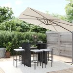 vidaXL Ensemble de bar de jardin 7 Pièces avec coussins noir poly rotin