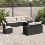 vidaXL Salon de jardin 8 Pièces avec coussins noir résine tressée