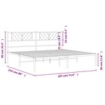 vidaXL Cadre de lit métal sans matelas avec tête de lit noir 183x213cm
