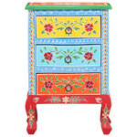 vidaXL Table de chevet peinte à la main 40x30x60 cm Bois de manguier