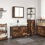 vidaXL Ensemble de mobilier de salle de bain 2 Pièces Chêne fumé et noir