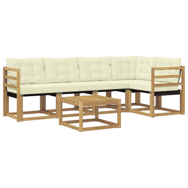 vidaXL Ensemble de canapés d'extérieur 6 pc Blanc et crème