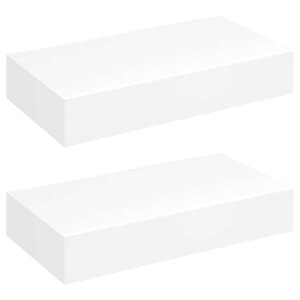 vidaXL Étagères murales avec tiroirs 2 Pièces Blanc 48 cm