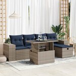vidaXL Salon de jardin avec coussins 6Pièces marron résine tressée acacia