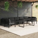 vidaXL Salon de jardin 8 Pièces avec coussins Aluminium Anthracite