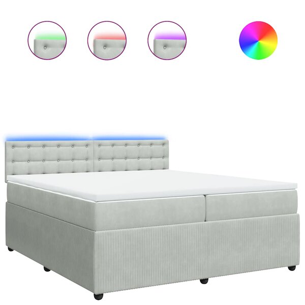vidaXL Sommier à lattes de lit et matelas Gris clair 200x200cm Velours