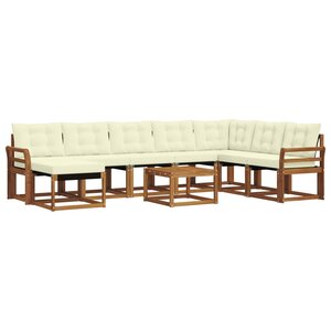 vidaXL Ensemble de canapés d'extérieur 9 pc Naturel et Crème