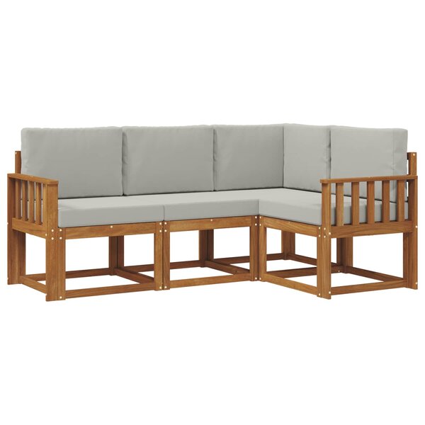 vidaXL Ensemble de canapés d'extérieur 4 pc Gris Naturel et Clair