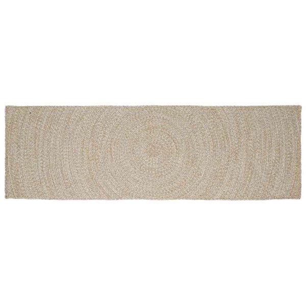 vidaXL Tapis de surface Rectangulaire Naturel et Blanc 80 x 250 cm