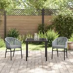 vidaXL Ensemble de jardin 3 pièces Grey Poly Rattan